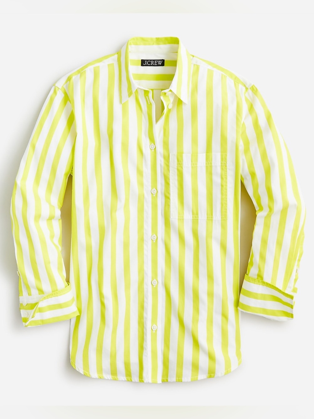 J. Crew Cotton Garçon Neon Yellow & White Stripe Button-Down Shirt